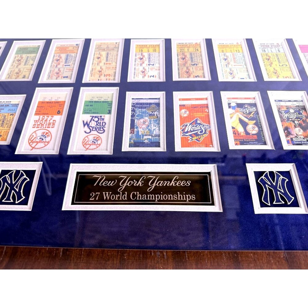 New York Yankees 27 World Championships Ticket Stubs Framed Display MLB 31x24 - Picture 2 of 9